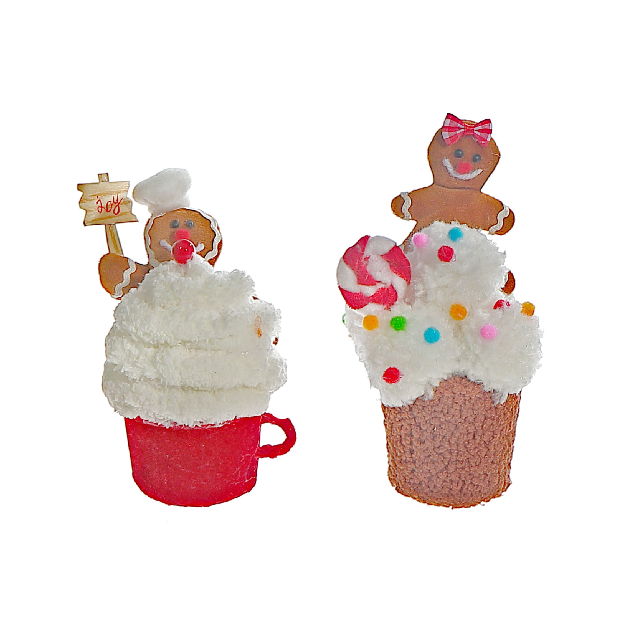 Fabric Hanging Cupcake Ornament (Asstd) - Set of 4