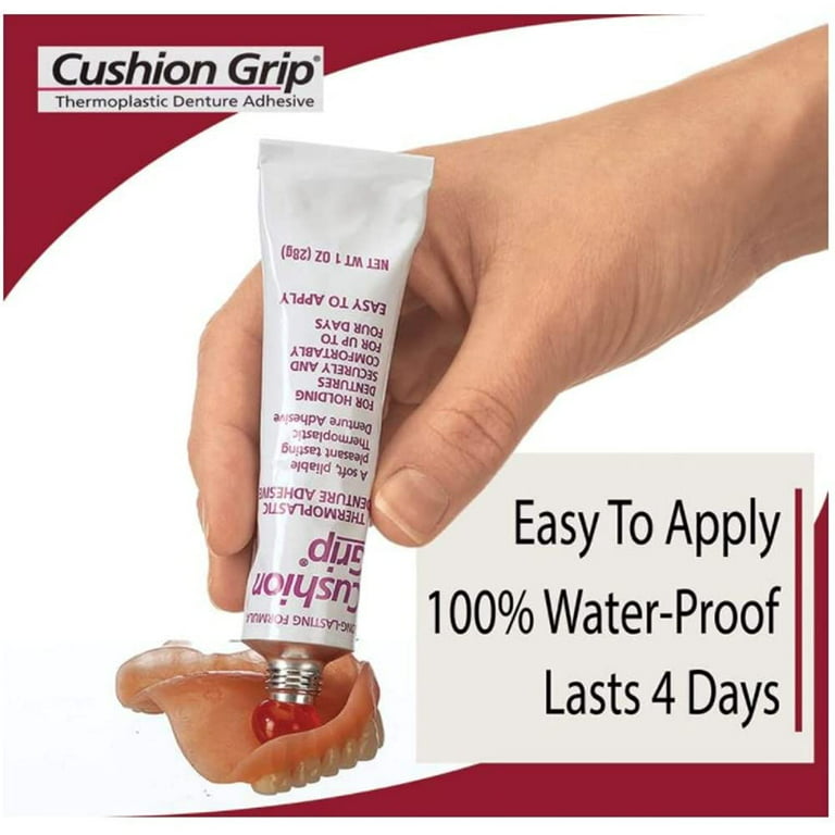 Cushion Grip Thermoplastic Denture Adhesive, Zinc Free, 1 oz Pack