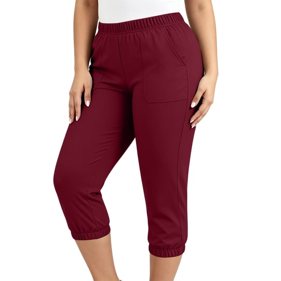 BUIGTTKLOP Women Capri Pants Plus Size Stretch Knee Length Leggings Elastic Waist Casual Summer Ladies Pull on Capris