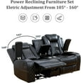 thumbnail image 5 of PonLiving Leather Power Recliner Sofa Set LED Lights USB Chargers Black Leather Living Room Furniture Set SOFA+LOVESEAT, 5 of 6