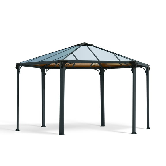Palram - Canopia Monaco 15' x 13' Polycarbonate/Aluminum Hexagon Gazebo -  Gray/Bronze