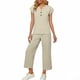 thumbnail image 1 of Top y falda Conjunto de las mujeres de la moda de color sólido suelto de manga corta con cuello en V con pantalones cortados de pierna ancha Set de bolsillo Pantalones y Top Set para las mujeres, 1 of 6