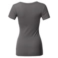 thumbnail image 2 of FashionOutfit Women's Solid Basic Various Colors V-Neck Short Sleeves Top, 2 of 4
