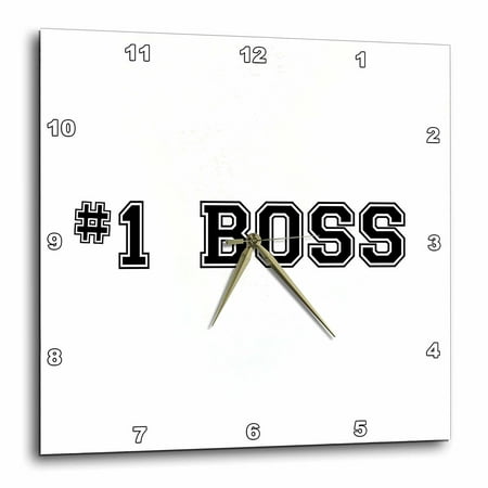 3dRose #1 Boss - Number One Best Greatest Boss - Work and Office gifts - fun flattering gifts - black, Wall Clock, 13 by