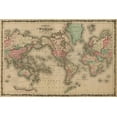 thumbnail image 2 of Johnson, A.J. 32x23 Gold Ornate Wood Framed with Double Matting Museum Art Print Titled - World Map, 2 of 4