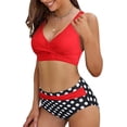 thumbnail image 2 of SEAFORM Womens Two Piece Swimsuits Wrap Front Bikini High Waisted Bottom Tummy Control Bathing Suits Vintage Print Swimwear, 2 of 14