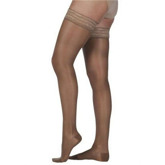Juzo 2102 Naturally Sheer Closed Toe Thigh Highs w/ Lace Band - 30-40 mmHg Short Black III