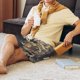 thumbnail image 5 of Balery Graceful Snow Leopard Pantalones cortos de pijama de punto de algodón para hombre con cinturilla y bolsillos-4X-Large, 5 of 6