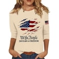 thumbnail image 3 of Women's Fashion 4th of July 3/4 Sleeve Sweaters, Patriotic Independence Day Tops for Women, Spring & Summer Casual Flag Printed Round Neck Pullover, 3 of 5
