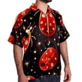 thumbnail image 2 of Seven Starred Ladybird Men's Short Sleeve Casual Printed Button Down Beach Shirt - Summer Unisex Top, 2 of 6