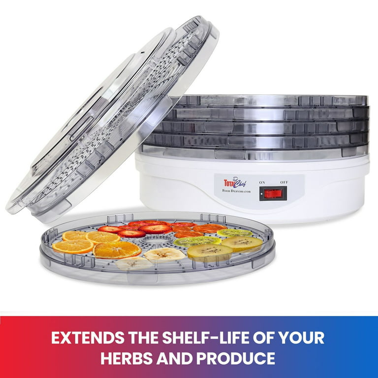 Elite Gourmet 5-Tray Stainless Steel Food Dehydrator, Adjustable Temp, UL  Safety Listed, Dishwasher-Safe Parts