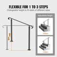 thumbnail image 4 of STAWAY Wrought Iron Handrail for 2-3 Steps, Adjustable Outdoor Stair Railing, Durable & Stylish Black Hand Rail for Concrete/Wood Steps, Easy Install, 4 of 8
