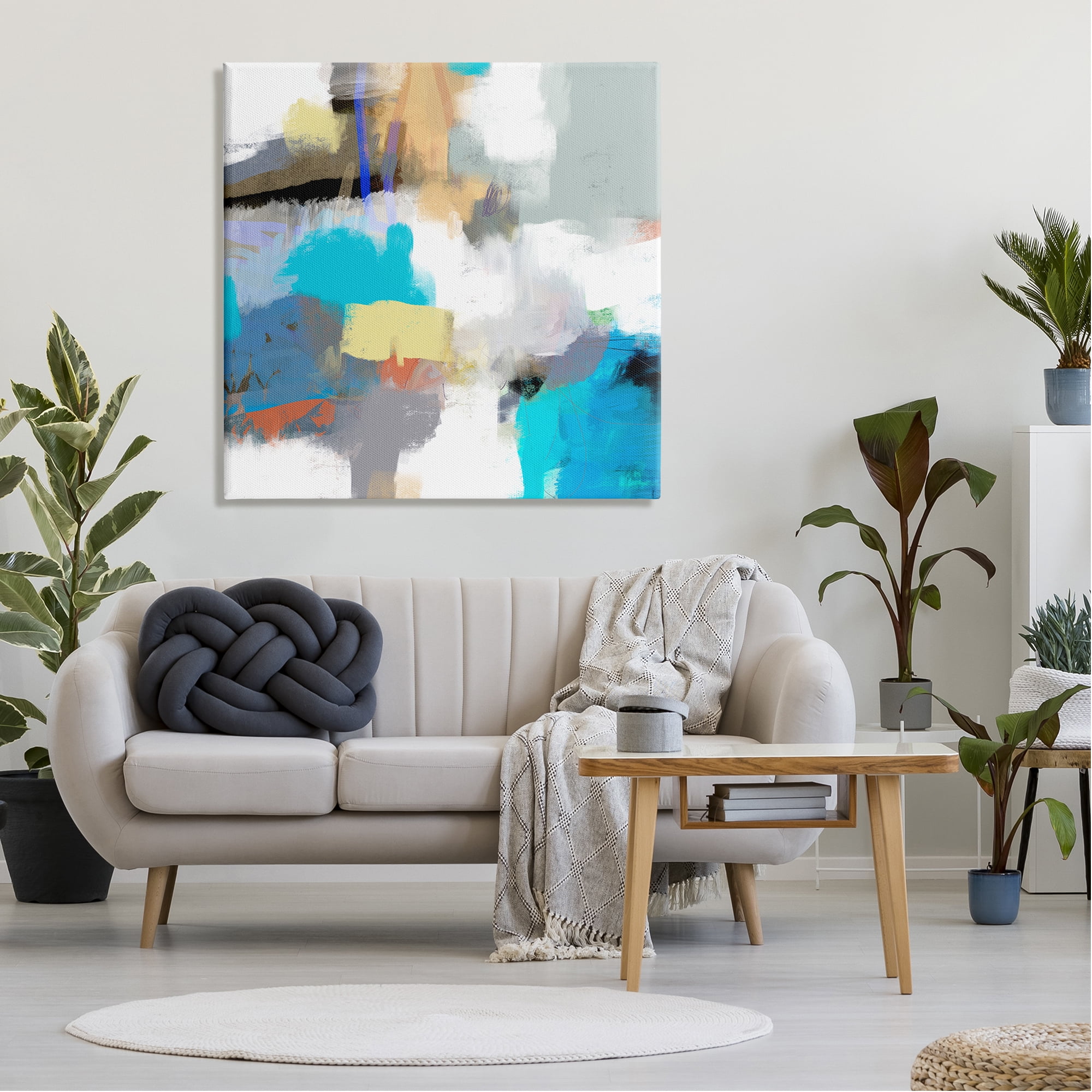 Stupell Industries Abstract Paint Strokes Vivid Blue Detail Scribbles Painting Gallery Wrapped Canvas Print Wall Art, Design by Lisa Ridgers