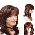thumbnail image 3 of SUCS Brown Ombre Short Curly Wigs with Bangs Synthetic Natural Hair for Women Girl, 3 of 5