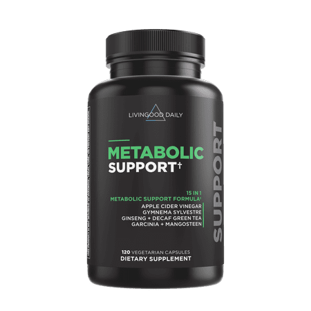 Livingood Daily Metabolism Support Supplement for Women & Men, 15-in-1 Metabolic Booster with Green Tea, Apple Cider Vinegar, Garcinia, Ginseng & Gymnema, Gluten Free, Vegan, 120 Capsules