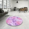 thumbnail image 4 of Ahgly Company Machine Washable Indoor Round Transitional Heliotrope Purple Area Rugs, 7' Round, 4 of 7