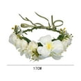 thumbnail image 6 of Floral Crown Bridal Headpiece Flower Headband with Ribbon, Children Knitting Headband Hair Wreath Garland Headbands for Party Events Festival Beige, 6 of 6