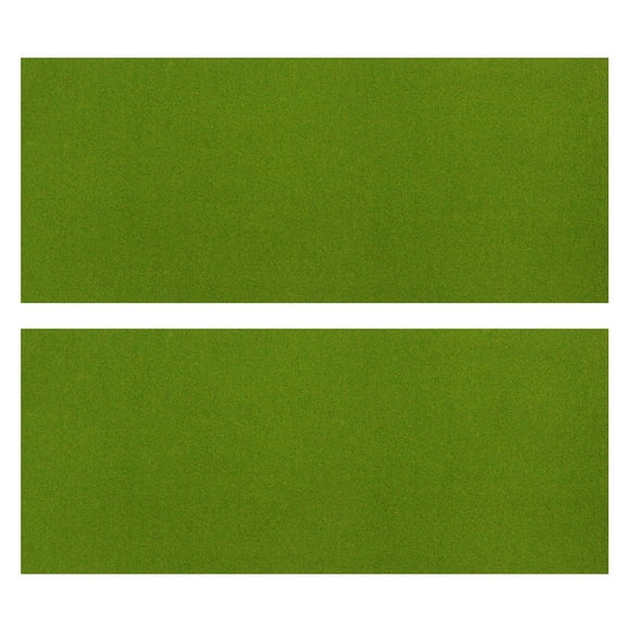 CIMAXIC 2Pcs 50x100cm DIY Flocking Lawn Turf Paper Lawn Fake Grass Mat Building Train Sand Table Model Material (Green),39.37"X16.14"X0.12"
