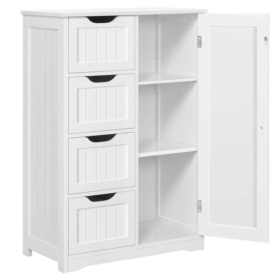 Kitchen Pantry Cabinet, Storage Cabinet with Adjustable Shelves & 4 Drawers for Dining Room, Living Room, Bathroom Organization, 22x12x32.5 Inches, White