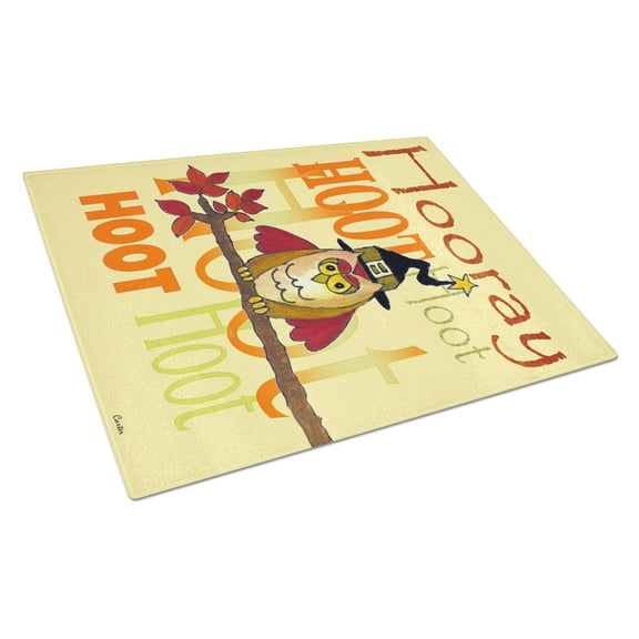 Caroline's Treasures Hooray Hoot Hoot Owl Glass Cutting Board Large