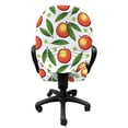 thumbnail image 3 of Fruits Office Chair Slipcover, Repeated Peaches with Leaves and Polka Dots on Plain Background, Protective Stretch Decorative Fabric Cover, Standard Size, White Vermilion and Fern Green, by Ambesonne, 3 of 5