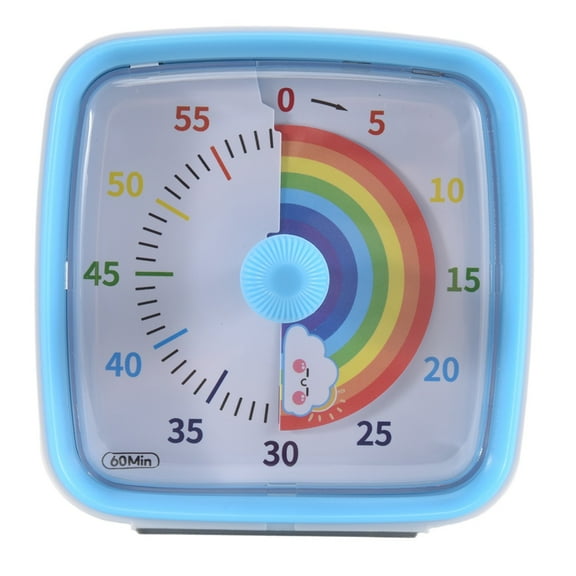 60-Minute Visual Timer with Night Light, Countdown Timer,Pomodoro Rainbow Pattern for Kids and Adults Blue