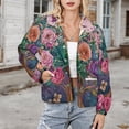 thumbnail image 3 of Jackets for Women Winter Coat Jackets Flannel Stand Collar Jacket(Exotic Floral Jungle Bloom,Size:S-4XL), 3 of 7