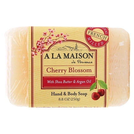 Moisturizing Bar Soap Soothing Clean, Made with Essential Oils, Cruelty Free Cleanser that Washes Away Dirt, Cherry Blossom Scented, 8.8 OZ Bar Soap, 1 Bar Soap