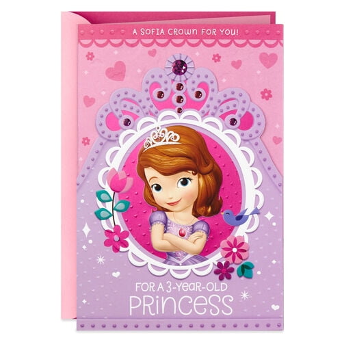Sofia the First 3rd Birthday Card With Detachable Crown