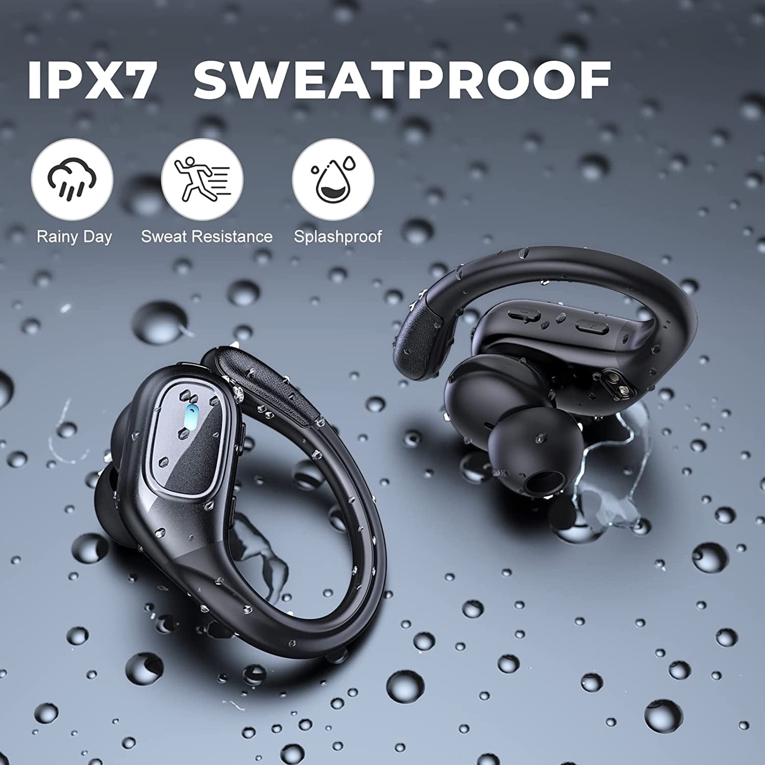 Wireless Earbuds, 75hrs Bluetooth Headphone Sports 2026 Bluetooth Earbuds Deep Bass Over Ear Buds with Earhooks, ENC Noise Cancelling Earphone Mic, IPX8 Waterproof for Workout/Running/Gym