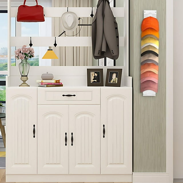 Sokhug Hat Organizer for Baseball Caps, Hat Rack for Wall with Strong Adhesive Hold up to 10 Hats, Hat Hanger Holder Display for Door Closet, Cap Storage