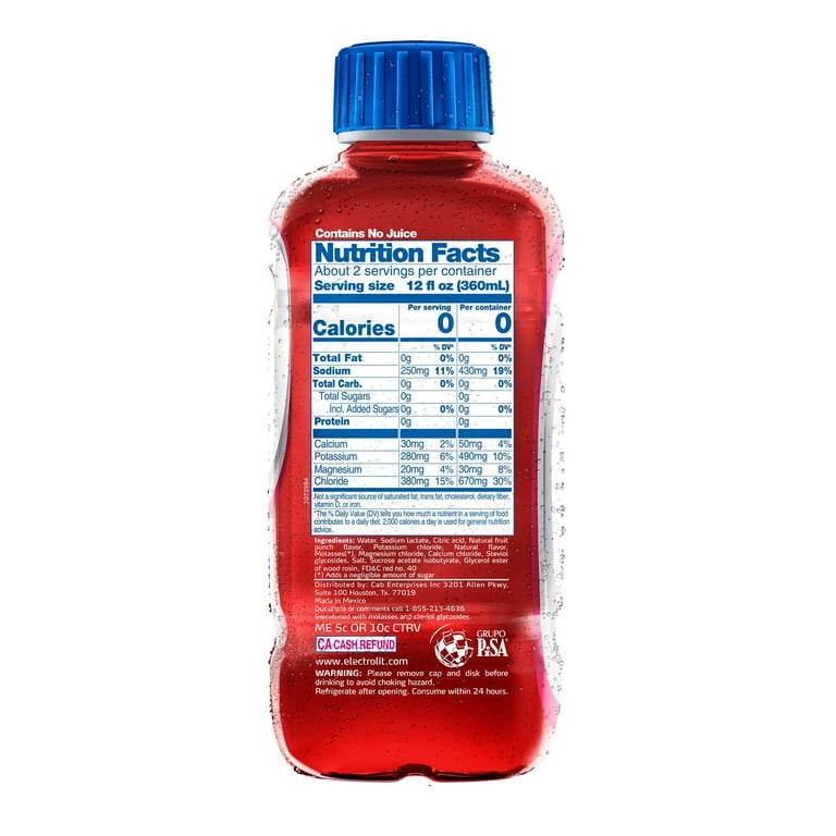 PR ELECTROLIT ZERO, FRUIT PUNCH SPLASH, 21.0 OZ BOTTLE