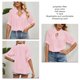 thumbnail image 5 of Cordón V Masajeadores de cuello blusa media manga color puro casual elegante camisa las mujeres respirables para citas rosa XL, 5 of 6