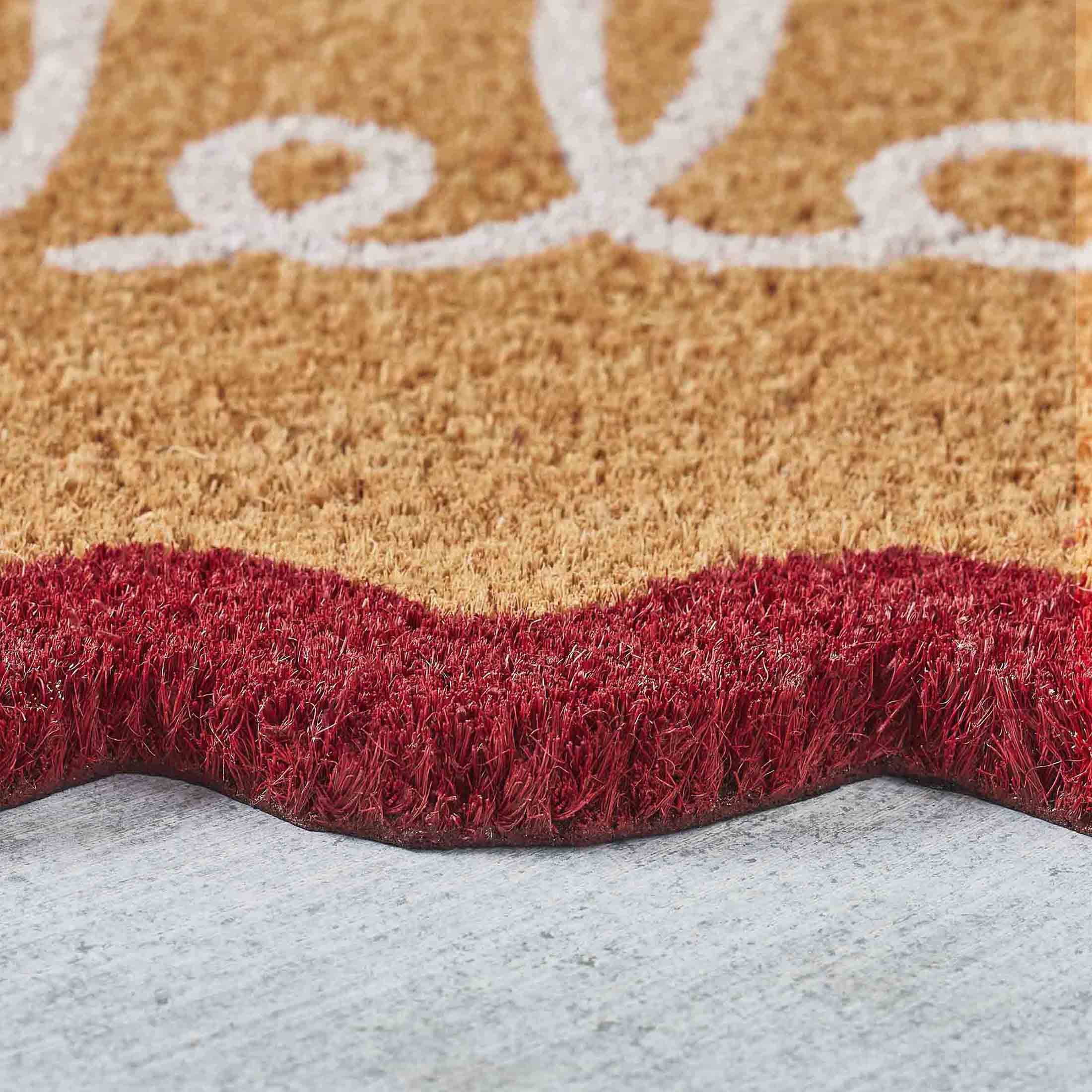 VCNY Home Red Scalloped Edge Welcome Coir Outdoor Doormat, 18" x 30"
