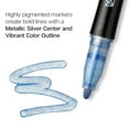 thumbnail image 2 of KINGART® Studio Outline Markers - 12 pc. Set, Metallic Silver with Color Outlines, 2 of 11
