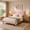 Pink, variant on Gewnee Full Size Platform Bed Frame with Upholstered Tufted Headboard,Wood Slats Support,Easy Assembly,No Box Spring Needed,Pink
