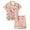 4-Pink, variant on Unisex Kids Pajamas 2 Piece Set Short Sleeve Silky Button Down Sleepwear Loungewear Heart Printed Pajamas Short Sleeved Button Top Shorts Home Pajamas Set