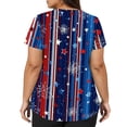 thumbnail image 5 of Trgacdwlo S-5XL 4th of July Scrub Tops Plus Size Stars Stripe Print Work Shirt Women V Neck Short Sleeve Uniforms Scrubs for Women with Pocket, 5 of 5