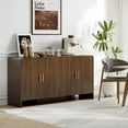 thumbnail image 3 of ONBRILL 60" Sideboard Buffet Cabinet with Storage, Curved Design Farmhouse Coffee Bar Cabinet with 4 Doors & Adjustable Shelves for Living Room, Kitchen, Hallway, Walnut, 3 of 7