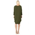 thumbnail image 4 of Women's Elegant Plus Size Loose Fit Dress Side Draped Dolman Sleeve Midi, 4 of 4