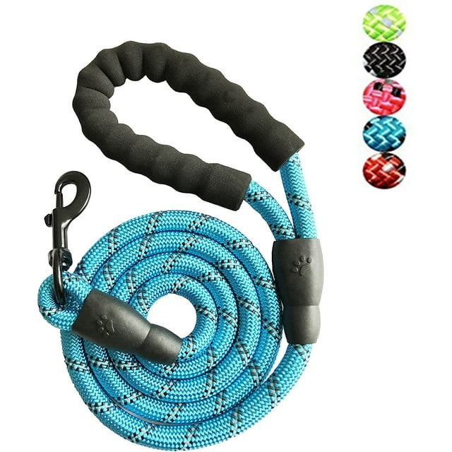 Strong Nylon Dog Leash Rope with Comfortable Padded Handle Training Lead for Medium and Large Breeds Dogs - Heavy Duty 5ft Long (Blue)
