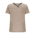 thumbnail image 6 of YLSDY Fashion Men & Women Scrub Tops V-Neck Scrubs Unisex Stretch Nursing Shirts Medical Uniform Workwear with 3 Pockets Khaki XL, 6 of 6