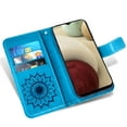 thumbnail image 4 of Compatible with Samsung Galaxy A12/M12 Wallet Phone Case and Tempered Glass Screen Protector Flip Credit Card Holder Stand Mandala Flower Cell Cover for A 12 5G A-12 S12 12A 4G Women Men Blue, 4 of 8