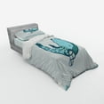 thumbnail image 2 of Ambesonne Cartoon Bedding Set 3 Pcs, Pastel Happy Smiling Whale, Twin XL, Blue and White, 2 of 2