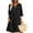 Black, variant on Women Casual V-Neck Linen Dress with Pockets, Solid 3/4 Sleeve