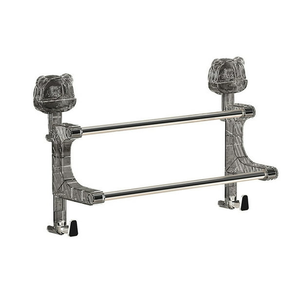 Toallero retráctil de doble barra con ventosa, sin perforaciones, organizador de baño que ahorra espacio para toallas, ropa y batas de baño.