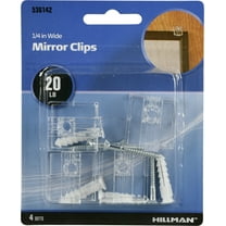 Hillman 536142 1/4" Clear Nylon Mirror Hanging Clips (20lb) - 4 Sets