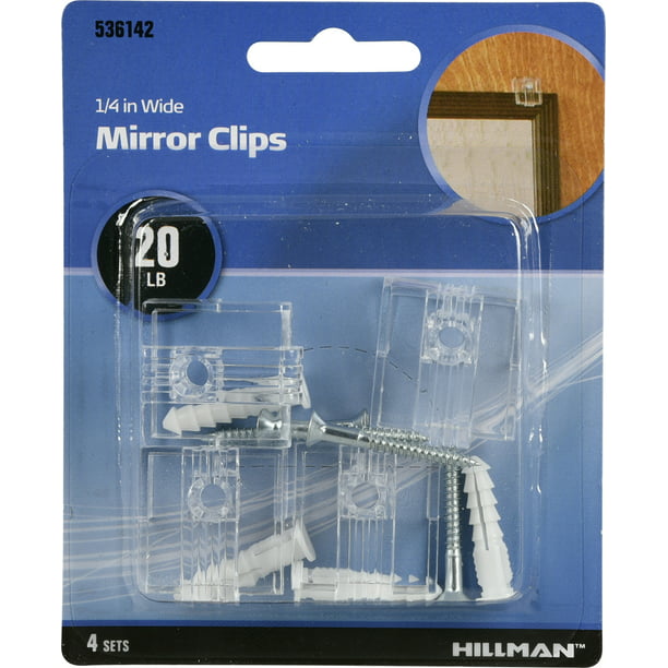 Clear Nylon Mirror Hanging Clips 20lb, Clear Mirror Clips
