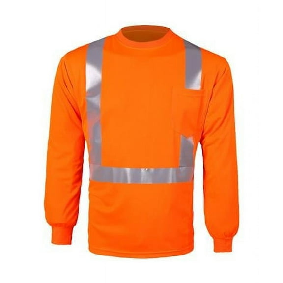 2W International TLB123C-2 5XL Class 2 High-Viz Long Sleeve Birdseye T-Shirt, Orange - 5XL