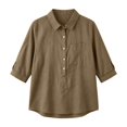 thumbnail image 5 of Dagugfen Cotton Linen Shirts for Women 3/4 Sleeve Button down Collared Neck Lightweight Shirts Business Casual Workwear Tops, 5 of 7
